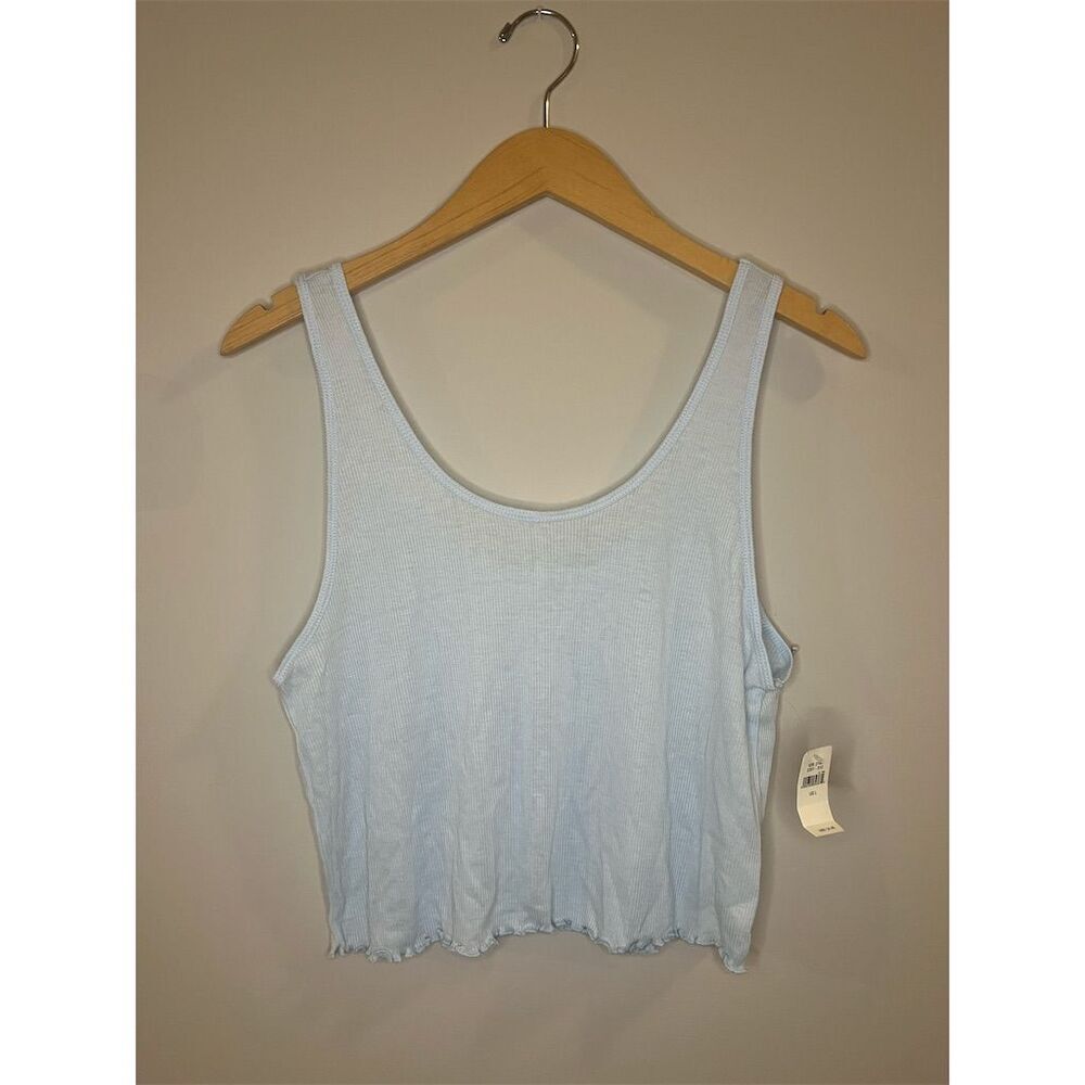 NWT Aerie Women's Ribbed Crop Tank Top Blue Size L